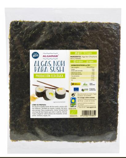 comida macrobiótica ALGAS NORI PARA SUSHI BIO 25GR