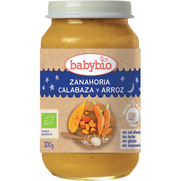 alim infantil Babybio Buenas Noches Zanahoria-Calabaza-Arroz