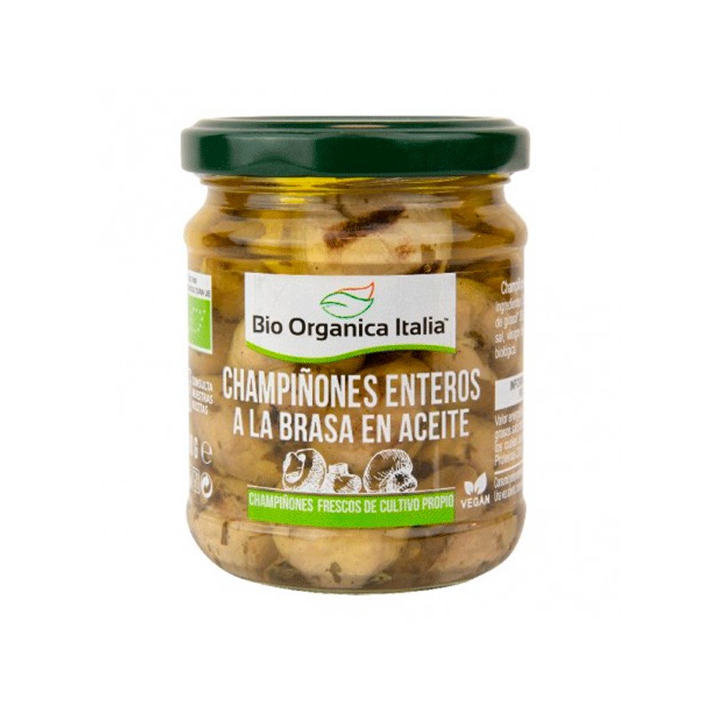 conservas CHAMPIÑONES ENTEROS A LA BRASA EN ACEITE BIO 190G