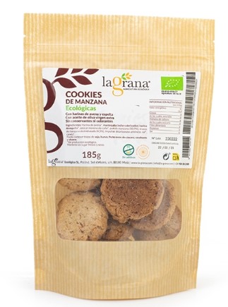 repostería y chocolates COOKIES AVENA ESPELTA CON MANZANA ECO 185 GR