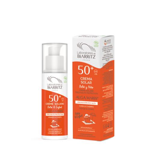 línea solar CREMA SOLAR BEBE Y NIÑO PARA CARA Y CUERPO SPF50+ BIO 100ML