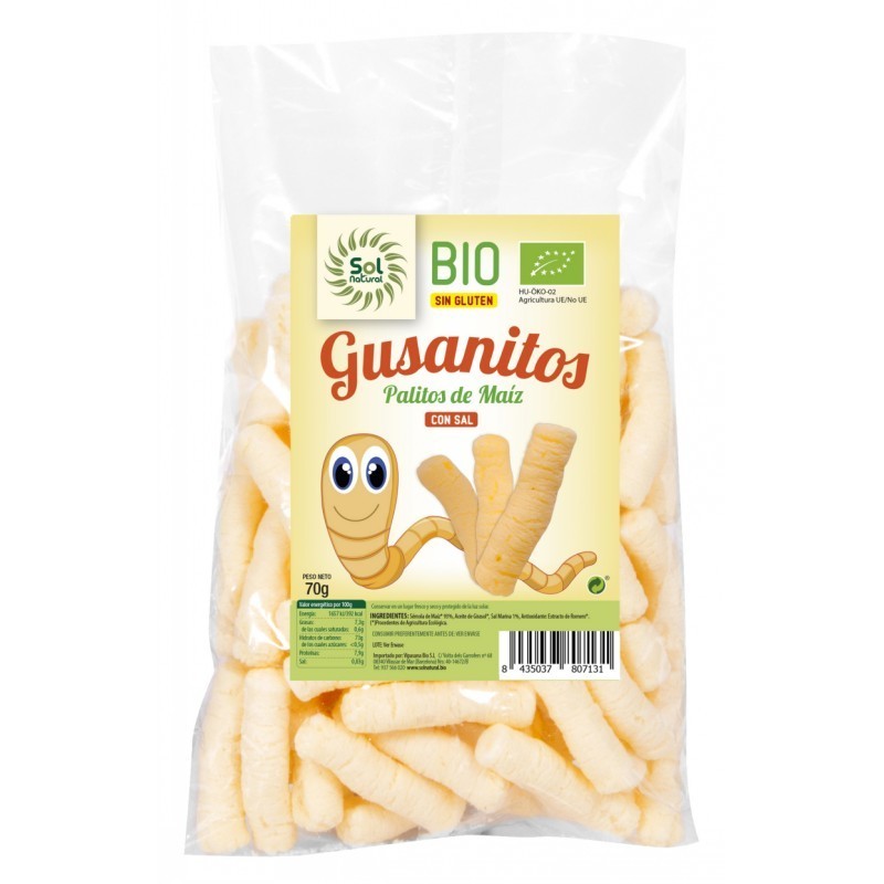 aperitivos y frutos secos GUSANITOS DE MAIZ GIGANTES BIO 70g S/G