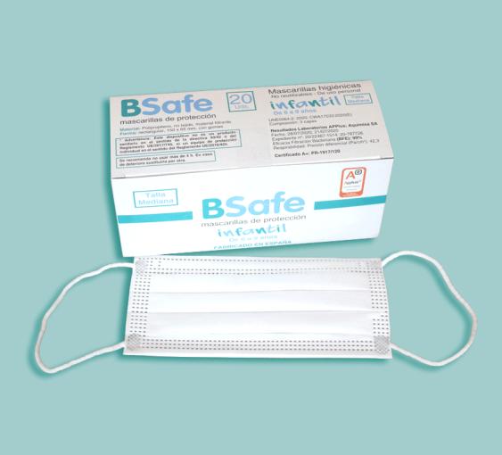 sanitario MASCARILLAS HIGIENICAS 3 CAPAS INFANTIL DE 6 A 9 AÑOS (BFE 99%) 20 UNIDADES