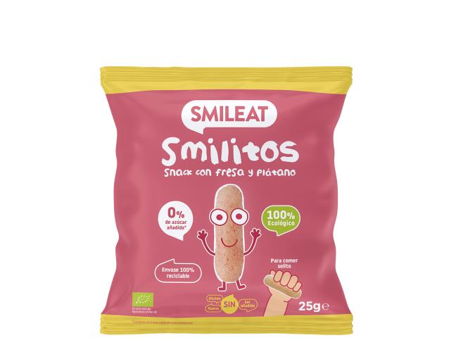 alim infantil SMILITOS SABOR FRESA Y PLATANO ECO 25G