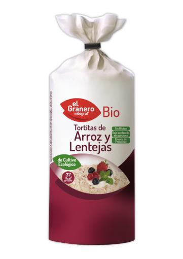 aperitivos y frutos secos TORTITAS DE ARROZ Y LENTEJAS SIN GLUTEN BIO, 115 g