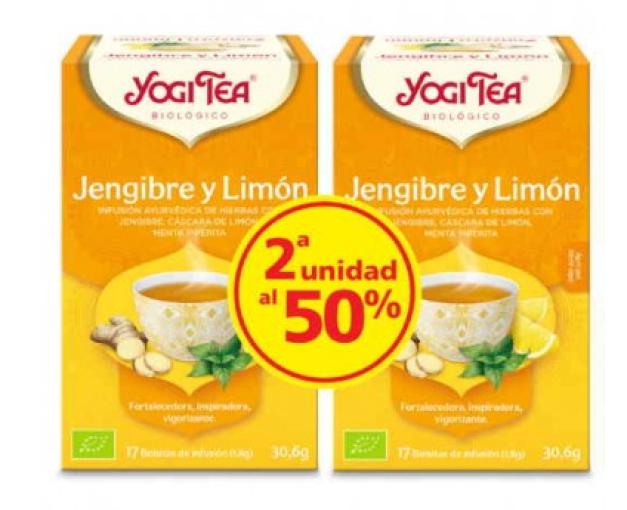 plantas en filtro YOGI TEA JENGIBRE LIMON 2ªUD AL 50% 2X17 BOLSITAS