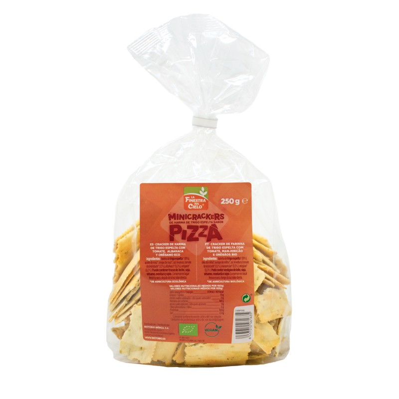 aperitivos y frutos secos MINI CRACKERS DE ESPELTA SABOR PIZZA 250G